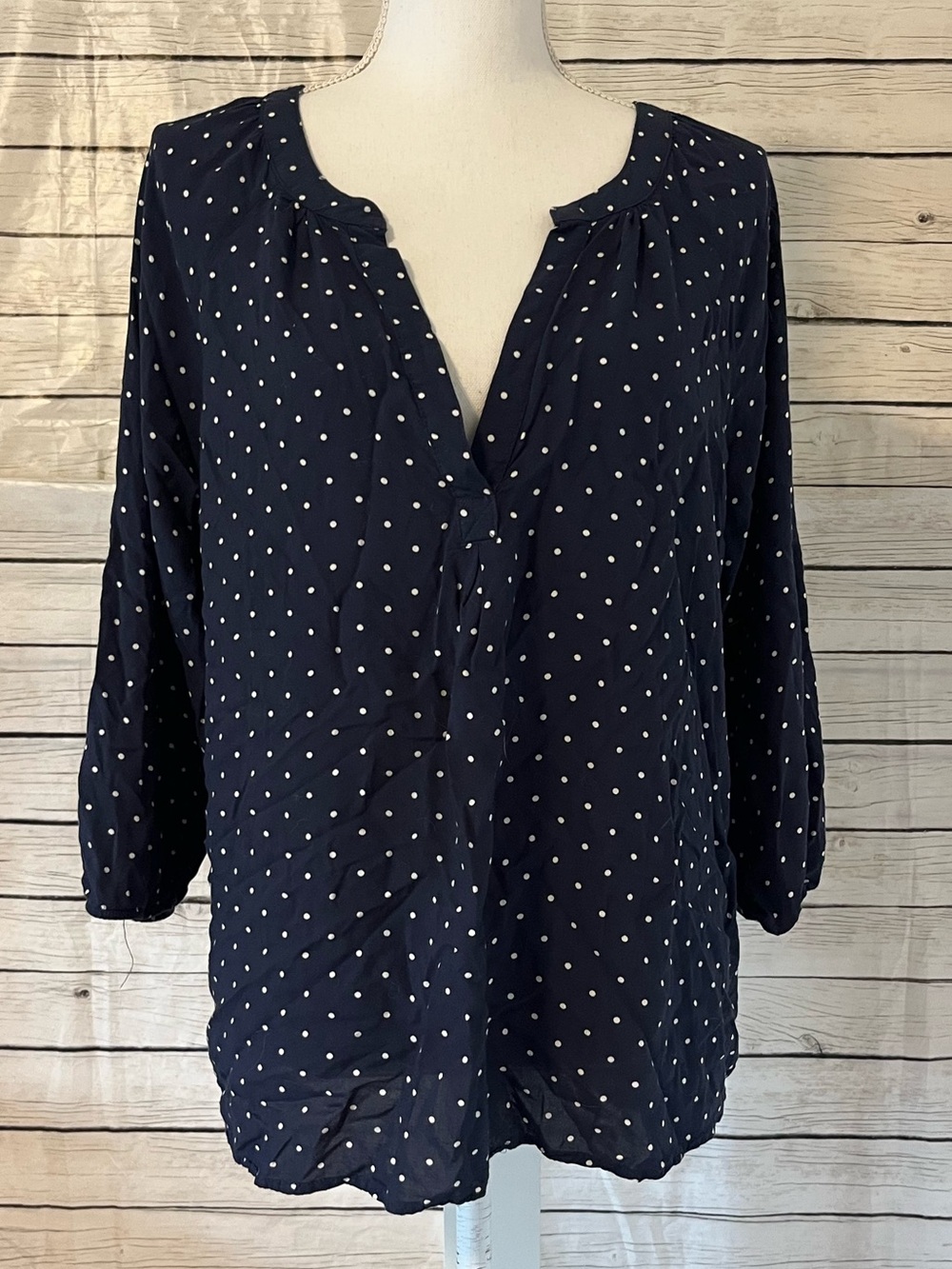 GAP Women’s Navy Polka Dot Peasant Blouse